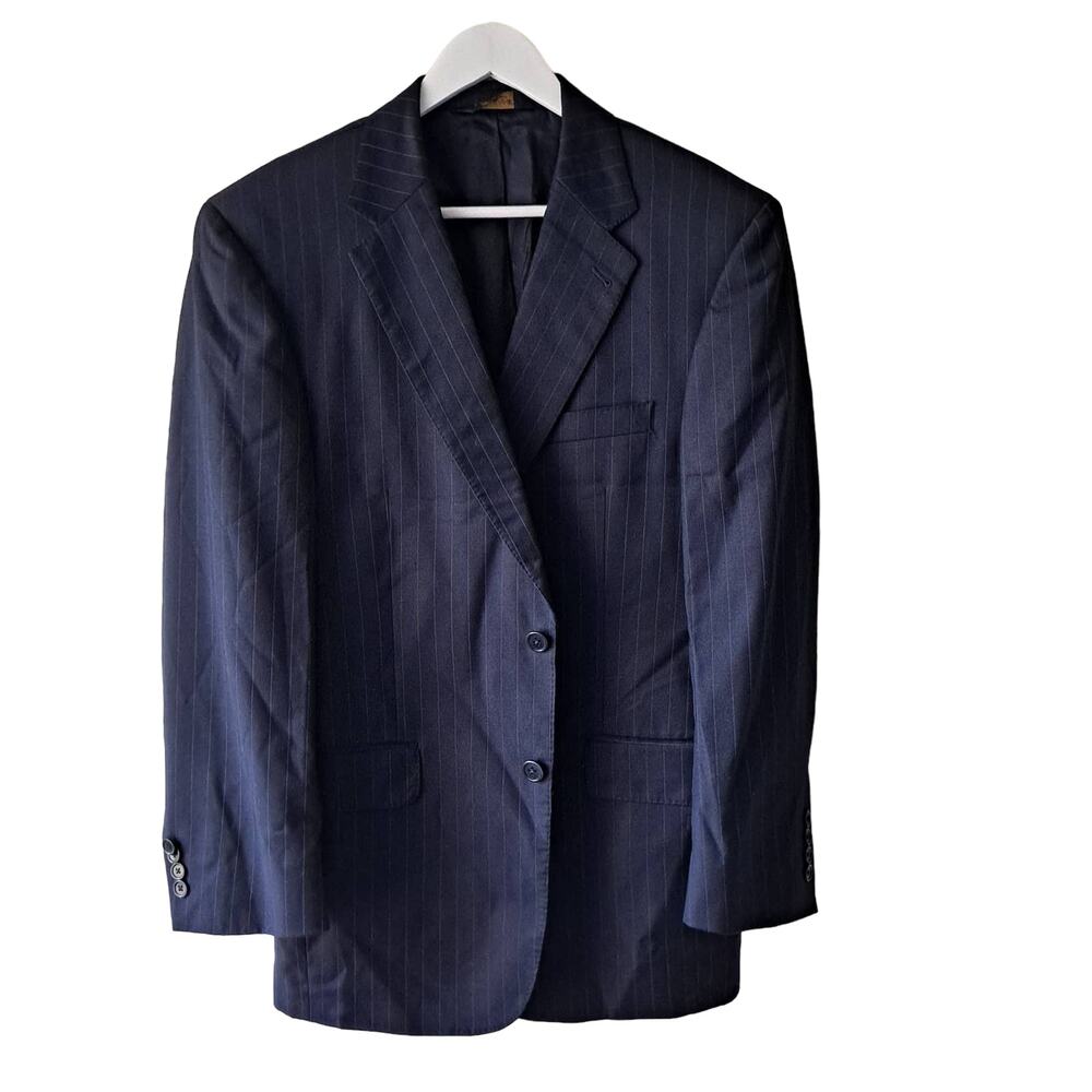 JOS. A Bank Mens Blazer Gordon Wool Black Pin Stripe Long Sleeve - Size 40R